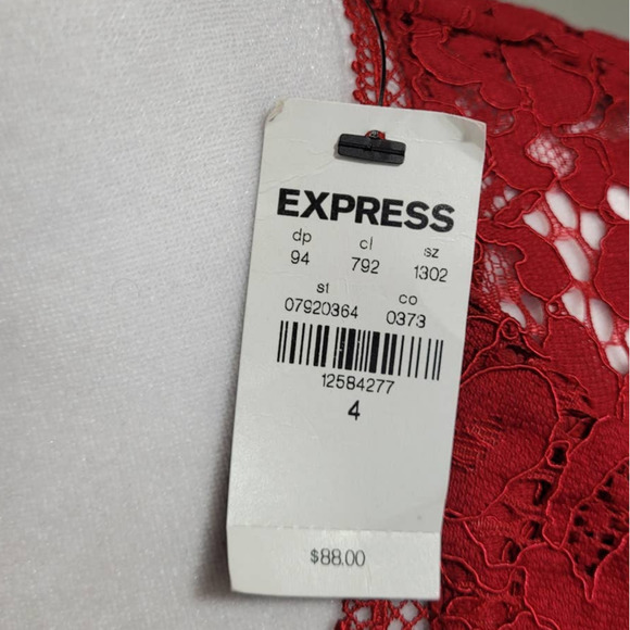 EXPRESS Red Lace Party Dress with Flutter Sleeves Sz. 4 - Picture 3 of 9